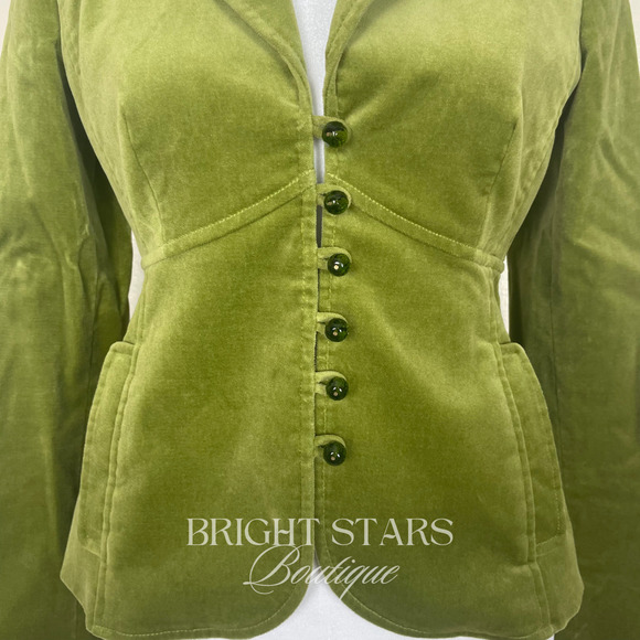 Rare Green Blazer Jacket ASO Paige Matthews Charmed Faux Velvet Vintage 0 - Picture 9 of 9